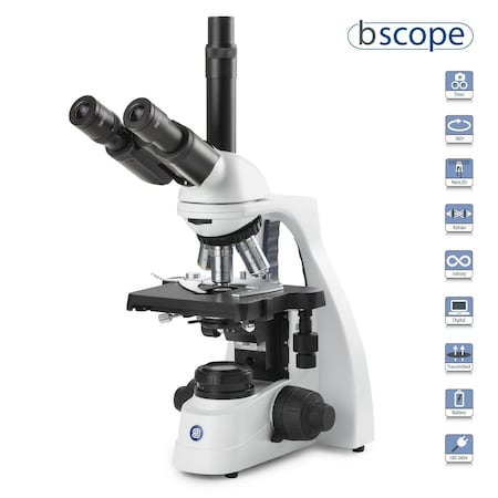 BScope Trinocular Compound Microscope W/ Plan IOS Objectives